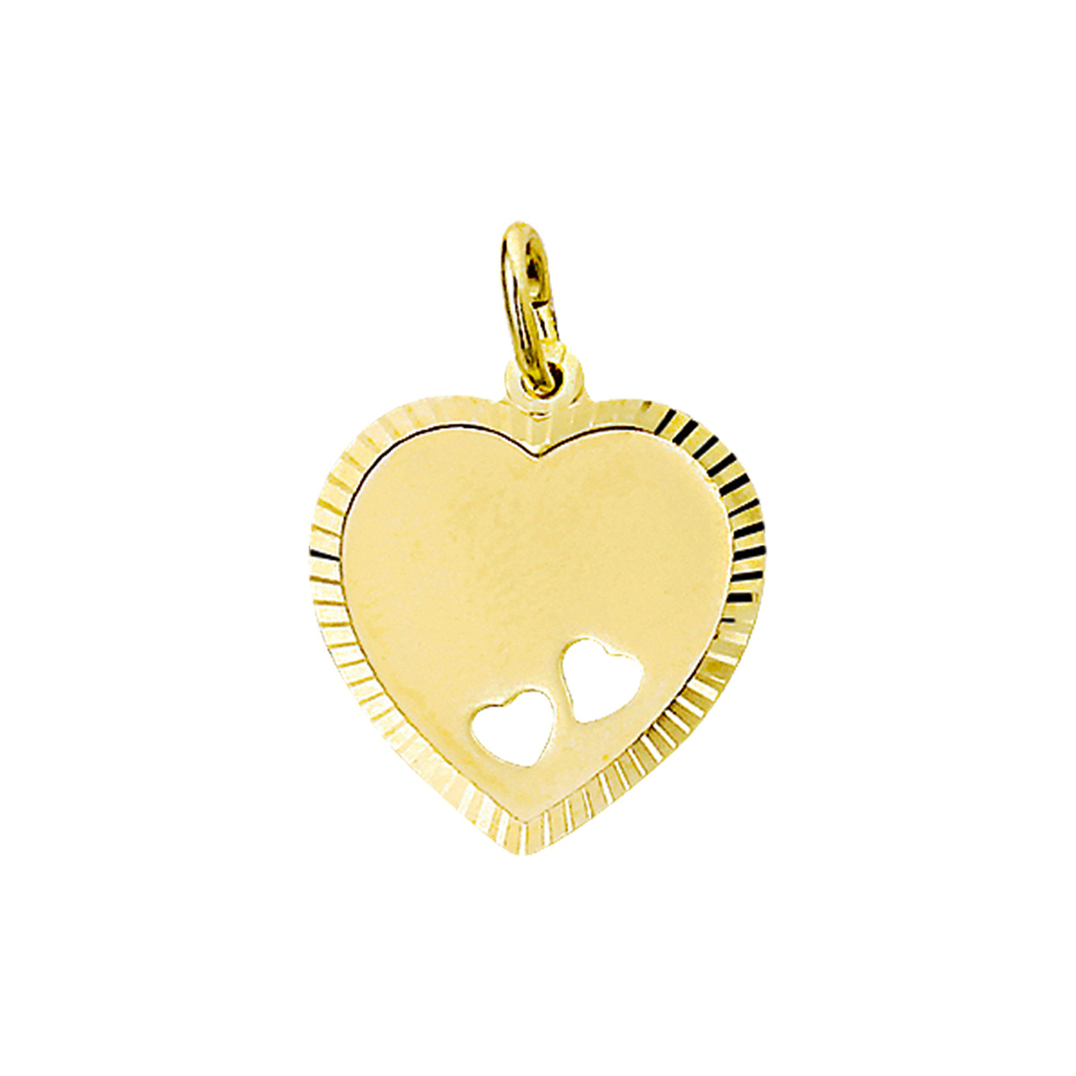 Beschrijving: Geelgouden graveerhanger met een gediamanteerde afwerking. 
Verpakt per: 1
Doelgroep: unisex
Breedte: 17 mm
Hoogte: 18 mm