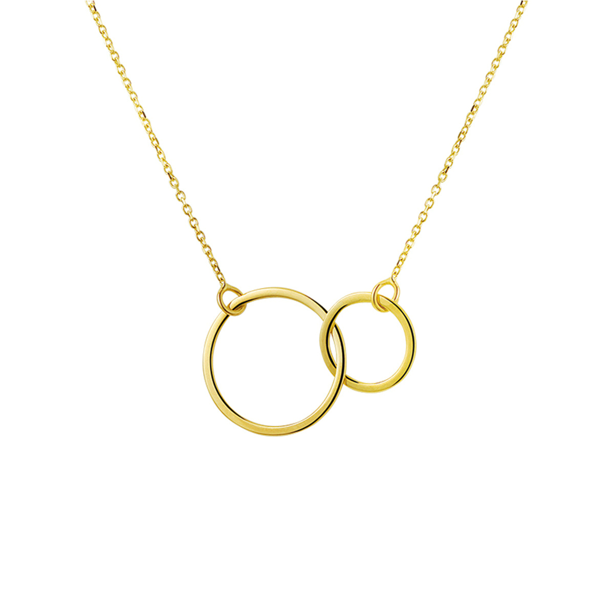 Geelgouden collier met 2 rondjes. De draaglengtes zijn 41-43-45cm en de schakelbreedte bedraagt 1.1mm.