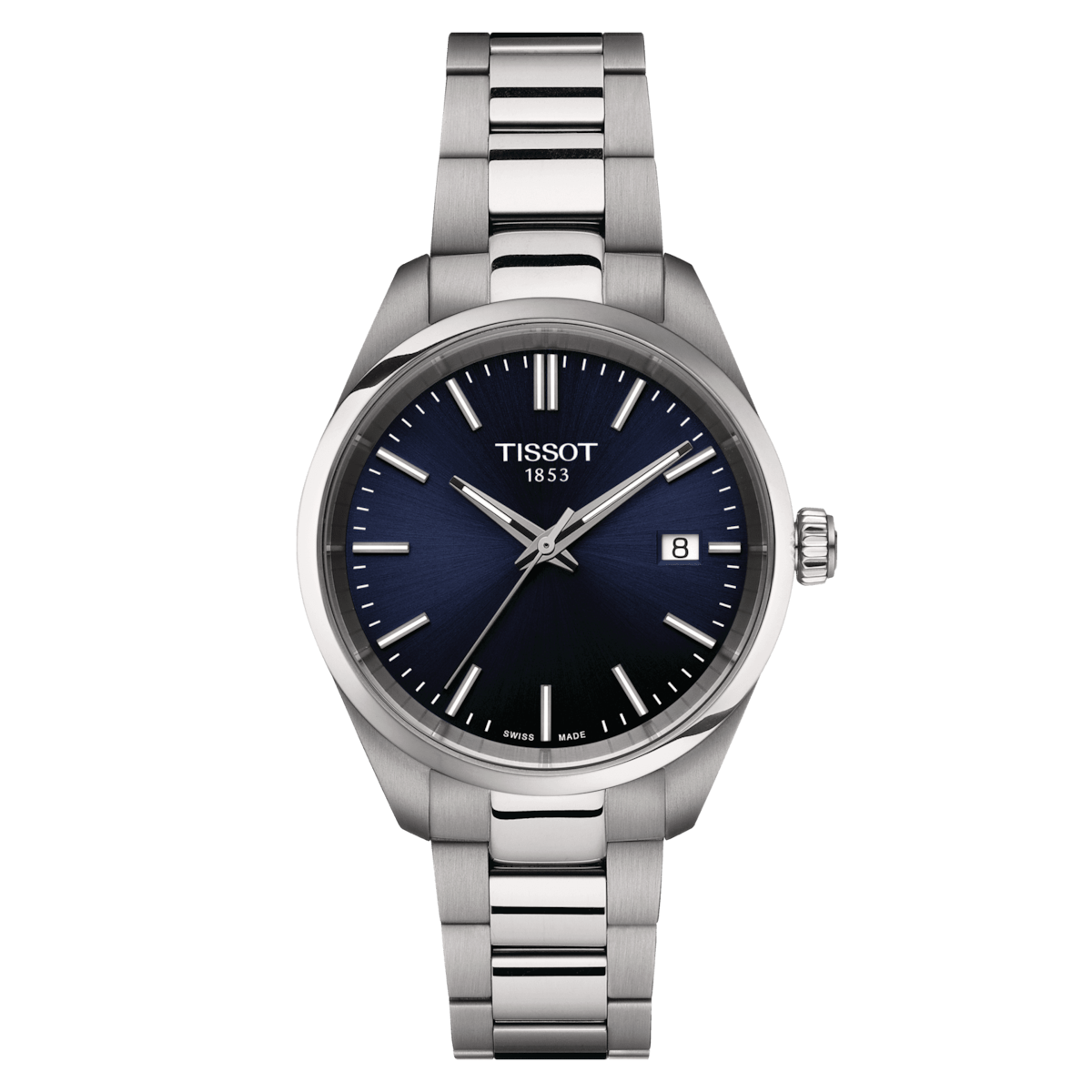 Met een diameter van 34 mm en een hoogte van 8 mm heeft dit horloge een elegante en tijdloze uitstraling. De ronde behuizing is gemaakt van grijs roestvrij staal, wat zorgt voor duurzaamheid en een luxe uitstraling. De blauwe wijzerplaat en het saffierglas geven het horloge een chique en moderne look.
