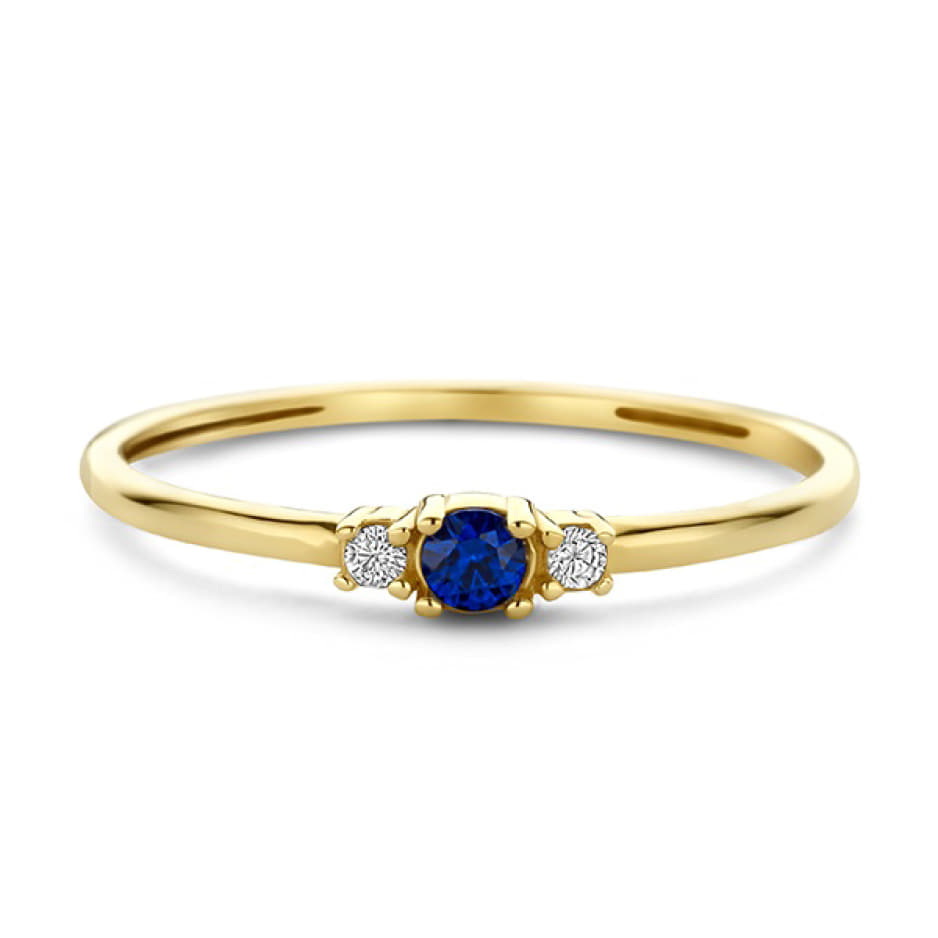 Gouden ring met gekleurde siersteen. 