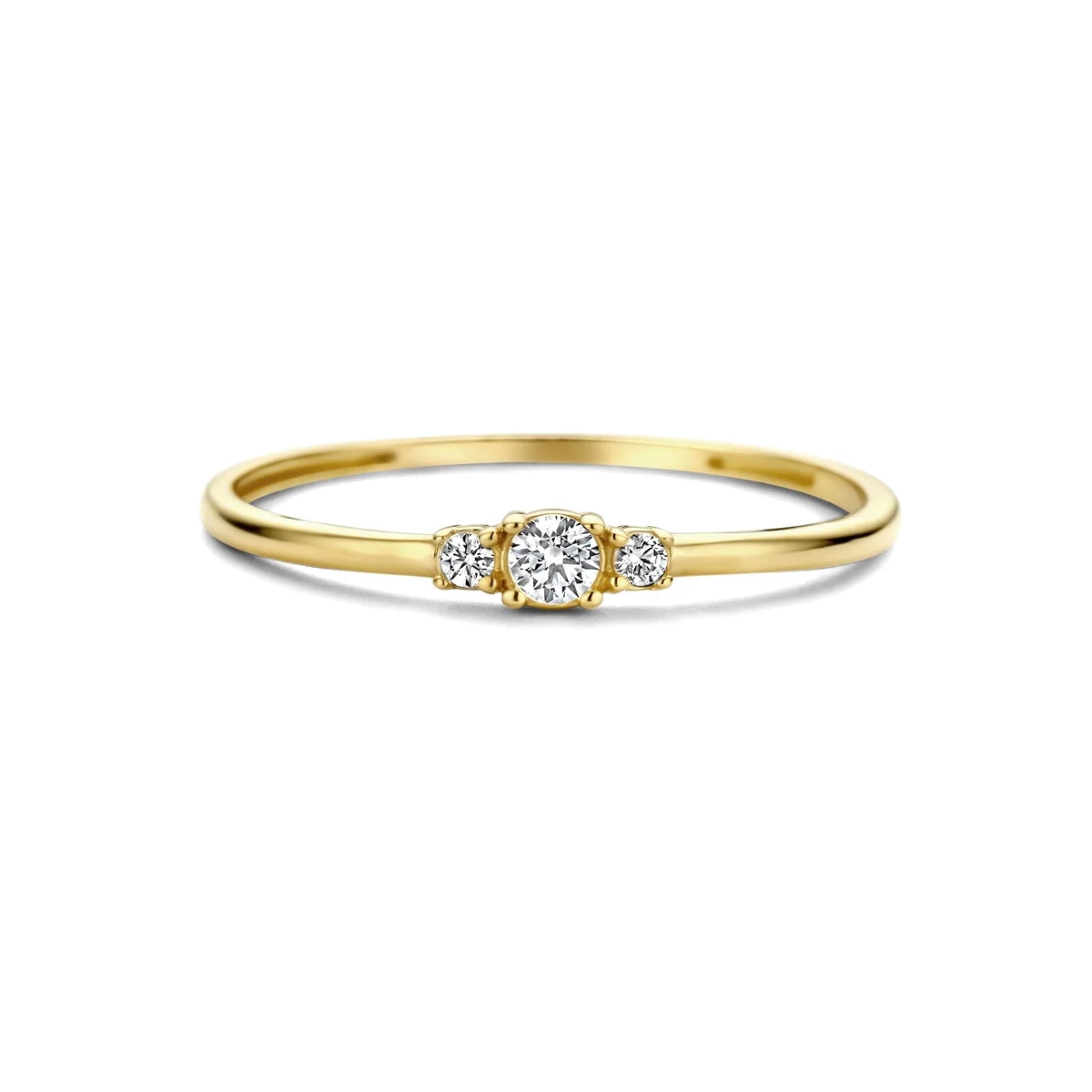 Gouden ring met zirkonia.