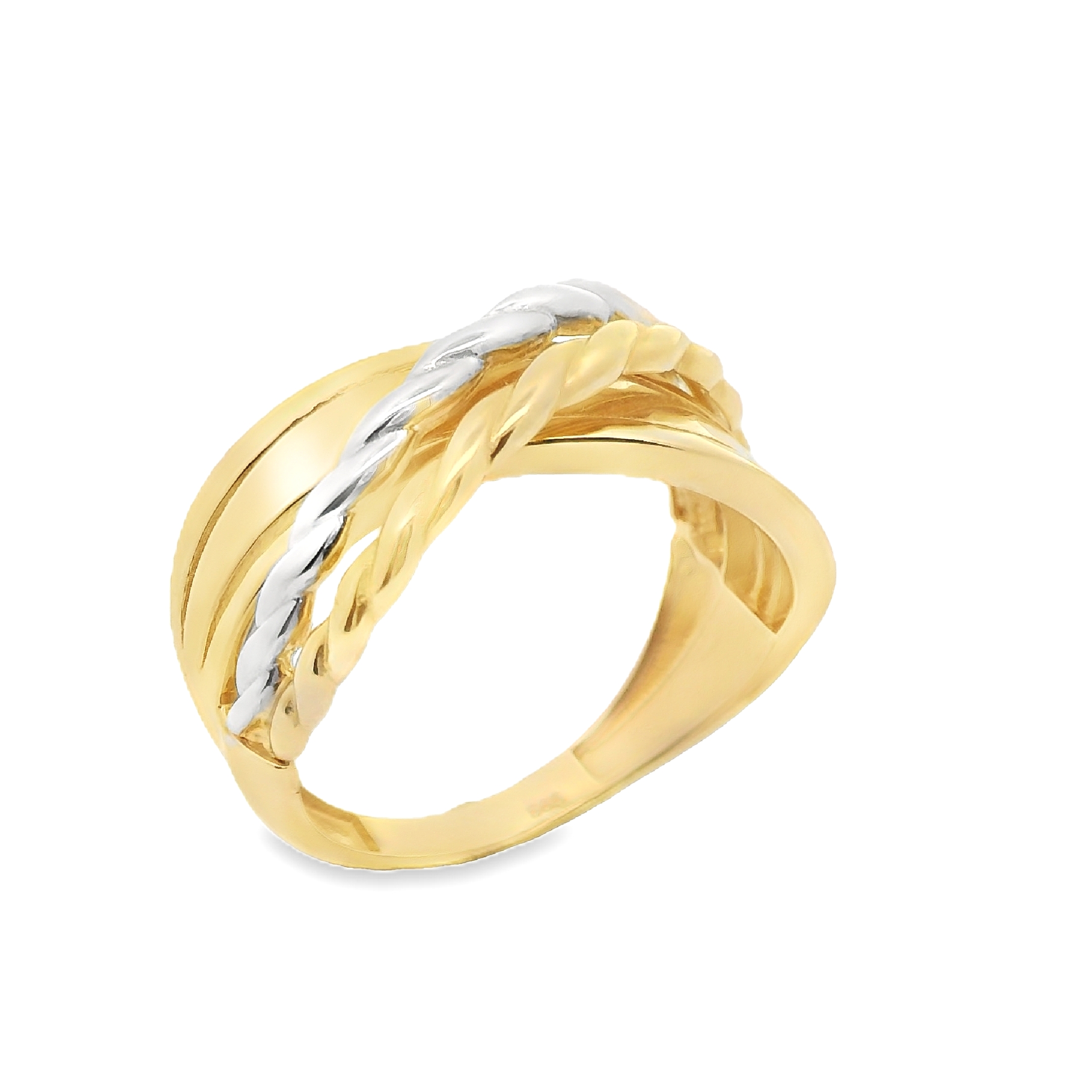 Deze ring van Louis Bros is vervaardigd uit 14 karaat bicolor (3.82 gr.).
Deze betoverende ring is een prachtige combinatie van wit- en geelgoud, die samen een uniek bicolor ontwerp vormen. De ring straalt elegantie uit door zijn verfijnde lijnenpatroon, dat met precisie is aangebracht en een subtiel contrast biedt tussen de twee goudtinten. De strakke lijnen voegen een moderne twist toe aan het klassieke ontwerp, waardoor de ring zowel tijdloos als eigentijds is. Deze fantasierijke ring is niet alleen een schitterend sieraad, maar ook een symbool van verfijning en stijl, perfect voor elke gelegenheid.
De ring is verkrijgbaar in meerdere afmetingen.