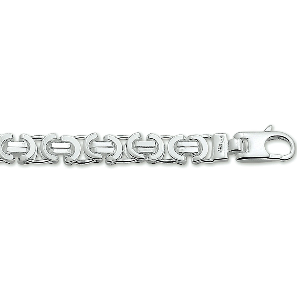 Zilveren armband met platte konings schakel 21cm