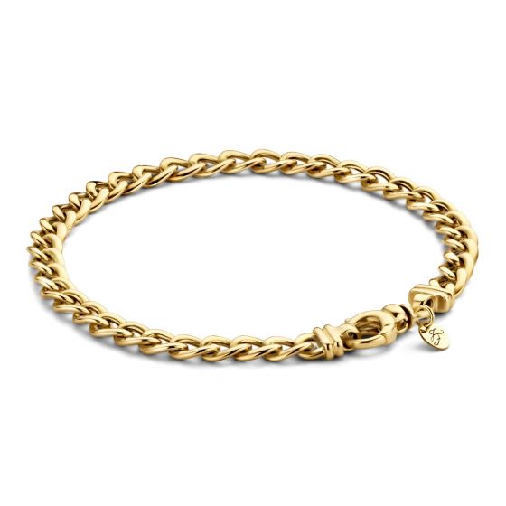 De Charm bracelet chain van Just Franky heeft een grovere open schakel en is gemaakt van 14 krt goud. De armband is alleen verkrijgbaar in het geelgoud. Draag deze armband alleen of mix hem met je favoriete armcandy! 