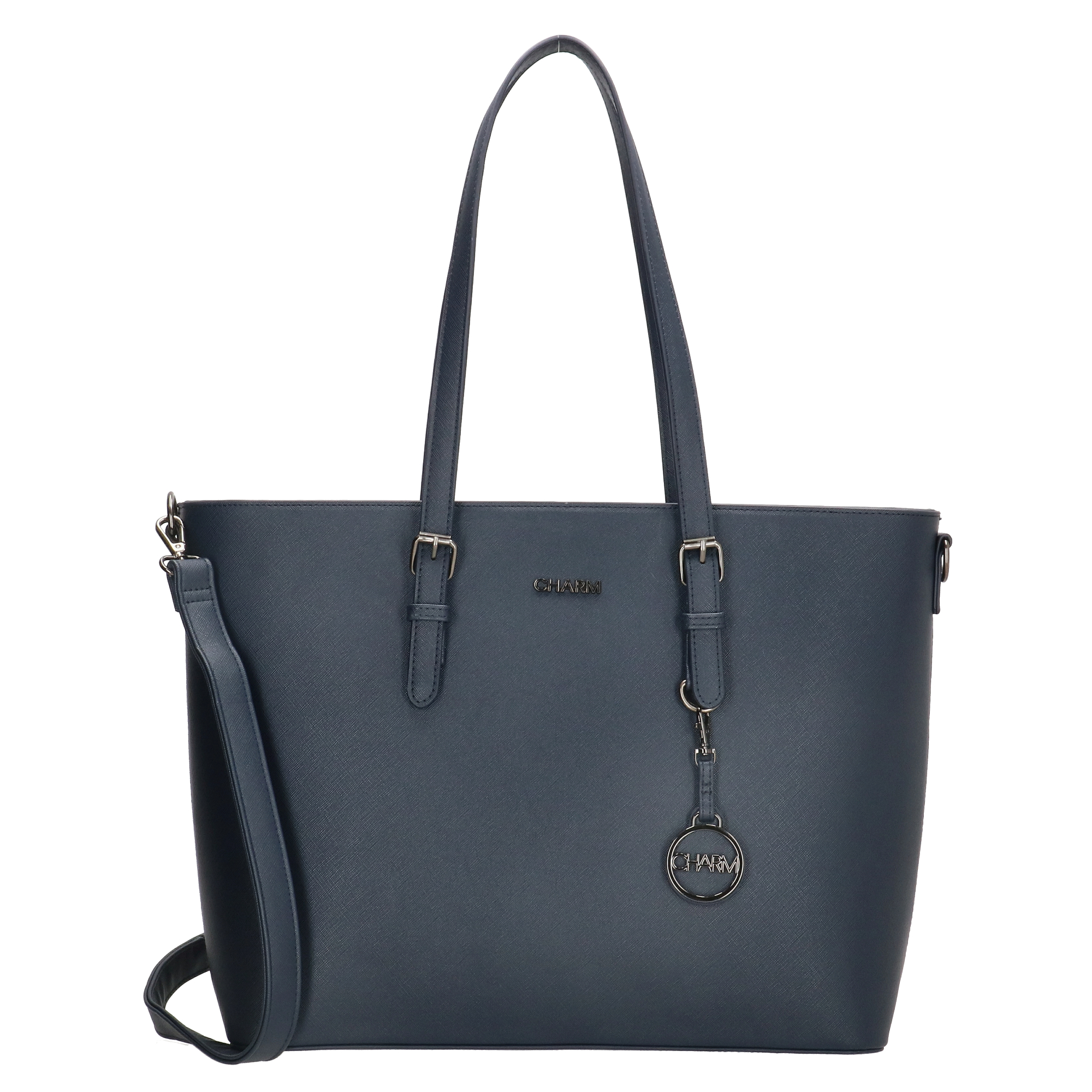 Hoe tof is deze shopper uit de Birmingham collectie van Charm London! Ideaal om deze shopper mee te nemen naar werk of school, want er past een 15,6 inch laptop in! De tas heeft een hoofdvak en achtervak, beide met ritssluiting. In het hoofdvak bevinden zich een tussenschot met ritsvak, ritsvak en insteekvak. Je draagt de tas gemakkelijk over je schouder aan de twee langere handvaten. Je persoonlijke of wat kleinere spullen zoals je telefoon of lipstick stop je handig in één van de vakjes. Is deze toffe shopper binnenkort van jou? 

De tassen van Charm London zijn geïnspireerd op de iconische Britse modehoofdstad Londen. Ze zijn geïnspireerd op de luxueuze materialen en typerende modellen die daar te zien zijn. Fashionable en stijlvolle damestassen van echt leer of kunstleer, gemaakt zodat jij er elke dag fantastisch uit kunt zien! 

De eigenschappen van deze shopper zijn:

Hoofdvak met ritssluiting
Gewatteerd tussenschot met ritssluiting
Ritsvakje
Insteekvak
Achtervak met ritssluiting
Twee lange handvaten
Afneembare en verstelbare schouderband 