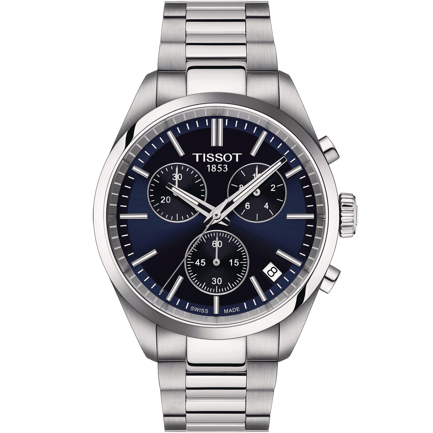 Tissot - PR100 Chronograaf, Quartz, 100 meter WR, Saffierglas, blauwe wijzerplaat - T1504171104100