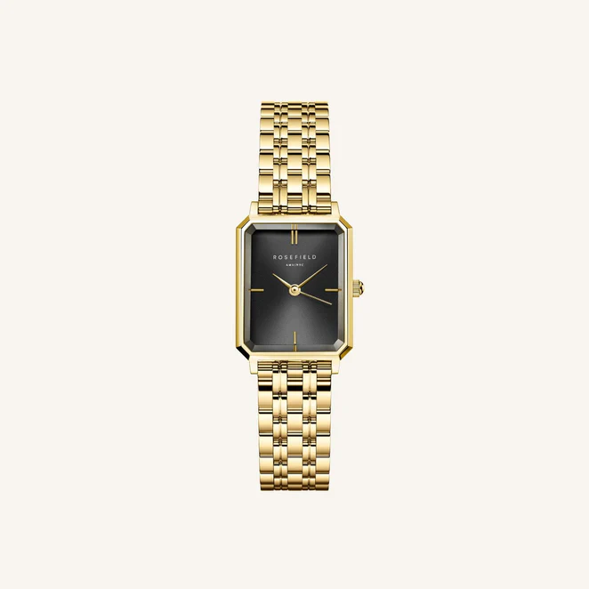 De Octagon XS past perfect om de smallere pols. Het 24mm achthoekige horloge heeft een moderne uitstraling, met klassieke details zoals 3D-facet glas en een elegante 5-link horlogeband van staal.