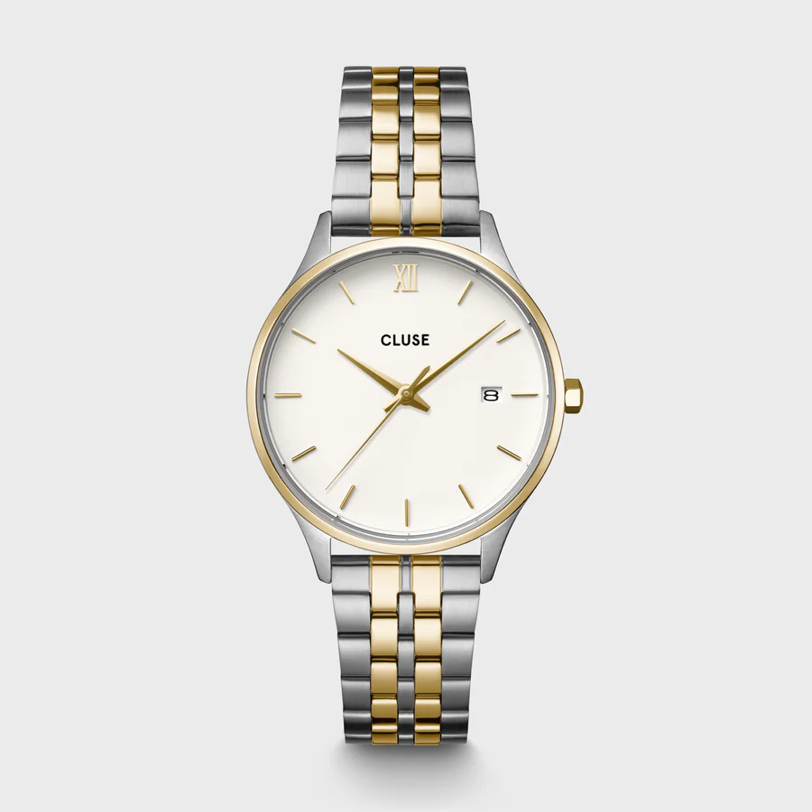 Minuit Date Watch Steel, Coconut Milk, Bicolor