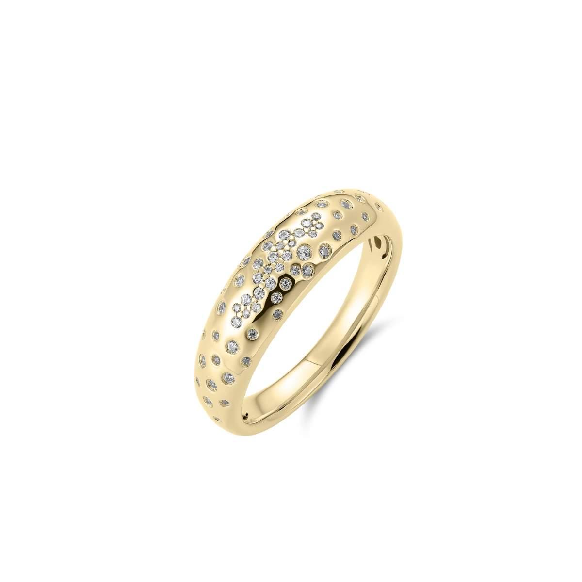 Deze prachtige gouden damesring van huismerk is voorzien van 0,25 karaat aan schitterende diamanten. De ring is in maat 54 en heeft een stijlvolle uitstraling. De beste manier om deze ring is perfect voor speciale gelegenheden of als dagelijks elegant accessoire. Voeg dit tijdloze juweel toe aan je collectie en straal in stijl.