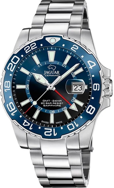 ZWARTE HEREN ZWITSERS HORLOGE JAGUAR CERAMIC GMT J1011/6