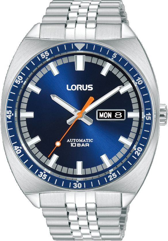 Dit is een herenhorloge van het merk Lorus. Het is een analoog horloge gemaakt van staal. De diameter van de kast is 43 mm en de kast is 12.4 mm dik.
De verdere specificaties van het horloge zijn als volgt:
Kastvorm: rond
Kastkleur: zilverkleurig
Kastmateriaal: staal
Bandbreedte: 22 mm
Bandlengte: 263 mm
Sluiting: vouwsluiting met drukker
Wijzerplaatkleur: blauw
Glassoort: hardlex mineraal glas
Waterdichtheid: 10 ATM
Techniek: automaat