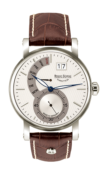 Prachtig origineel en hoogwaardig herenhorloge met datum en dag aanduiding.

Pesaro men`s watches
The characteristic Bruno Söhnle design.
Made in Glashütte.