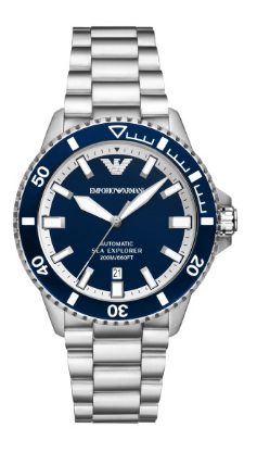 ARMANI herenhorloge, model SEA EXPLORER.
Dit horloge is 200 meter waterdicht en heeft een kastdoorsnede van 42 mm.