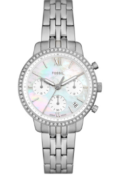Fossil Quarts dames pols horloge staal met stalen band uit de Neutra collectie. 5 ATM waterdicht