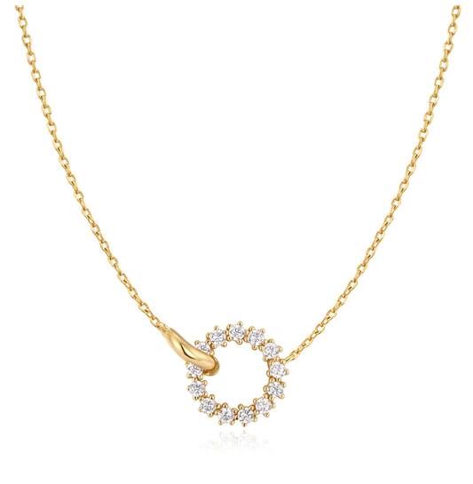 Gold Interlinked Circles Pave Necklace