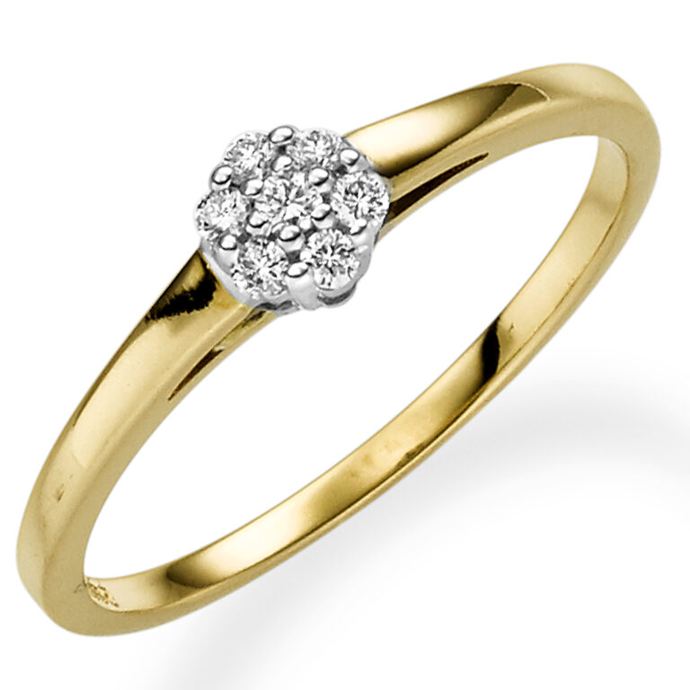 Deze prachtige Rozet ring heeft 7 diamanten steentjes die zorgen voor een sprankelend effect. De ring is perfect voor dagelijks gebruik, maar kan ook gedragen worden bij speciale gelegenheden. Combineer deze ring met andere glinsterende sieraden voor een complete en elegante look. De Rozet ring is een tijdloos en veelzijdig sieraad dat perfect past bij elke outfit.