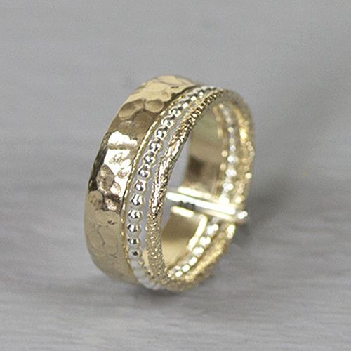 Ring 3 losse bandjes Goldfilled + zilver
