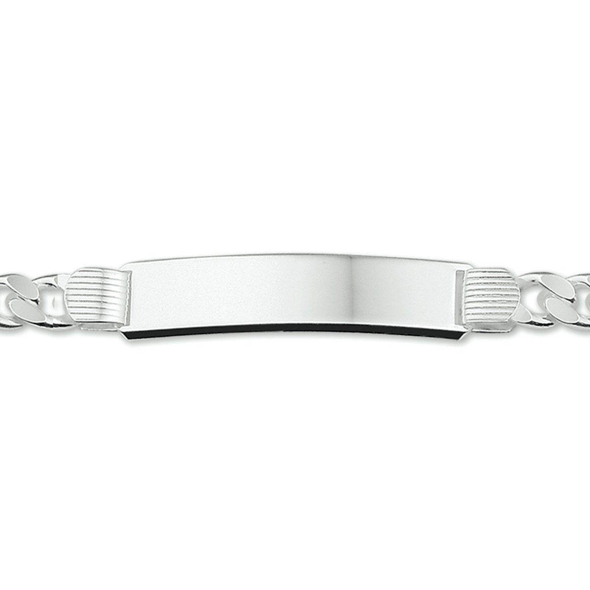 Zilveren graveerarmband. De lengte bedraagt 21cm en de breedte van de graveerplaat bedraagt 10mm. 
Doelgroep: heren
Breedte: 10 mm
Langste lengte: 21 mm
