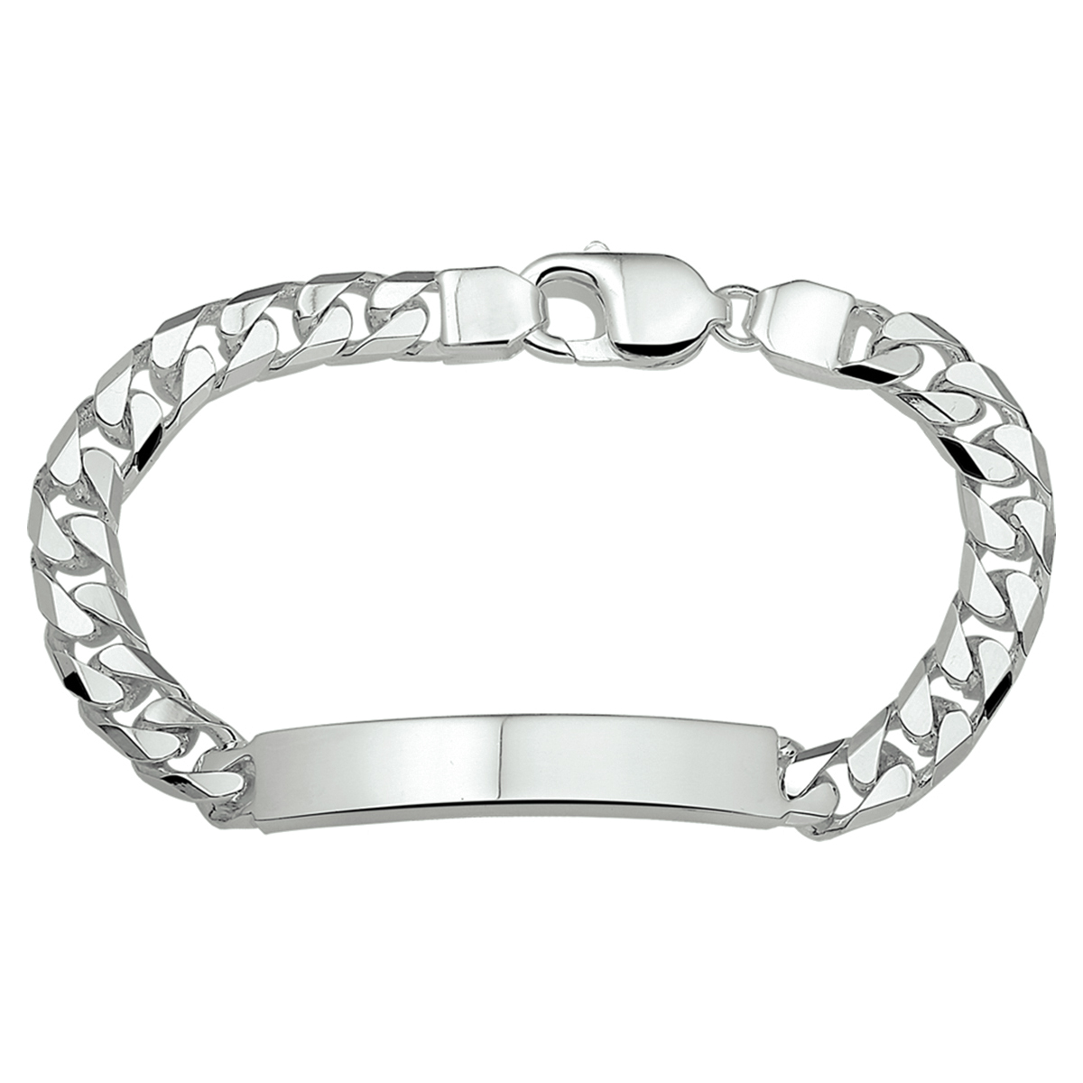 Beschrijving: Zilveren graveerarmband. De lengte bedraagt 21cm en de breedte van de graveerplaat bedraagt 7.8mm. 
Doelgroep: heren
Breedte: 8 mm
Langste lengte: 20 cm