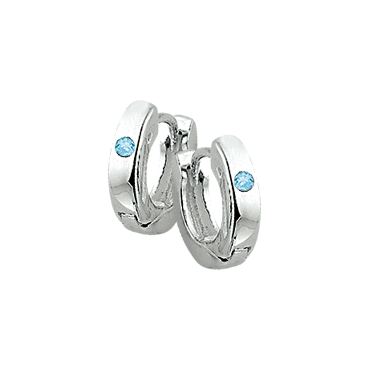 Zilveren klapoorringen zirkonia blauw