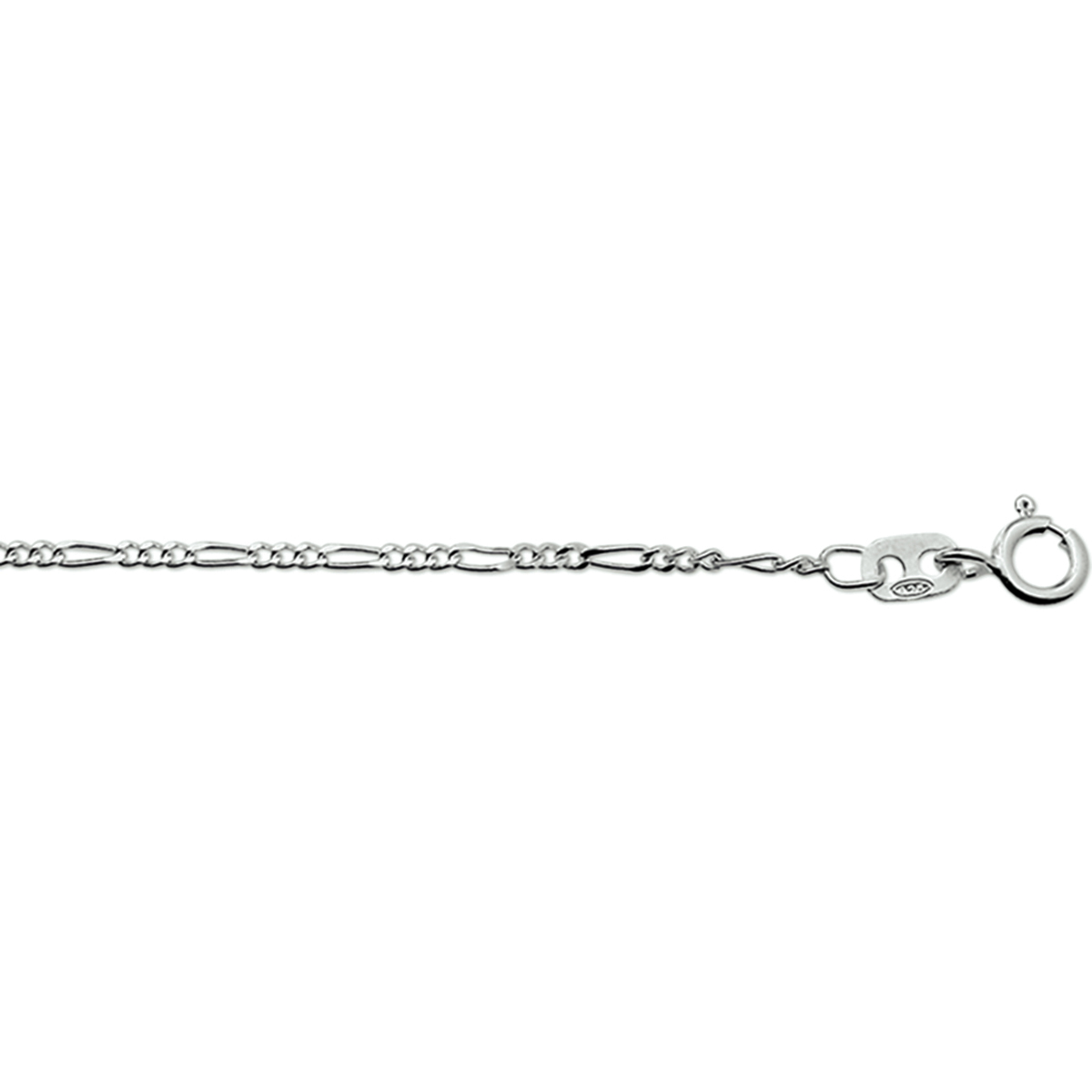 Zilveren Figaro collier, 42-45cm
Breedte: 1.6 mm
Langste lengte: 42 mm