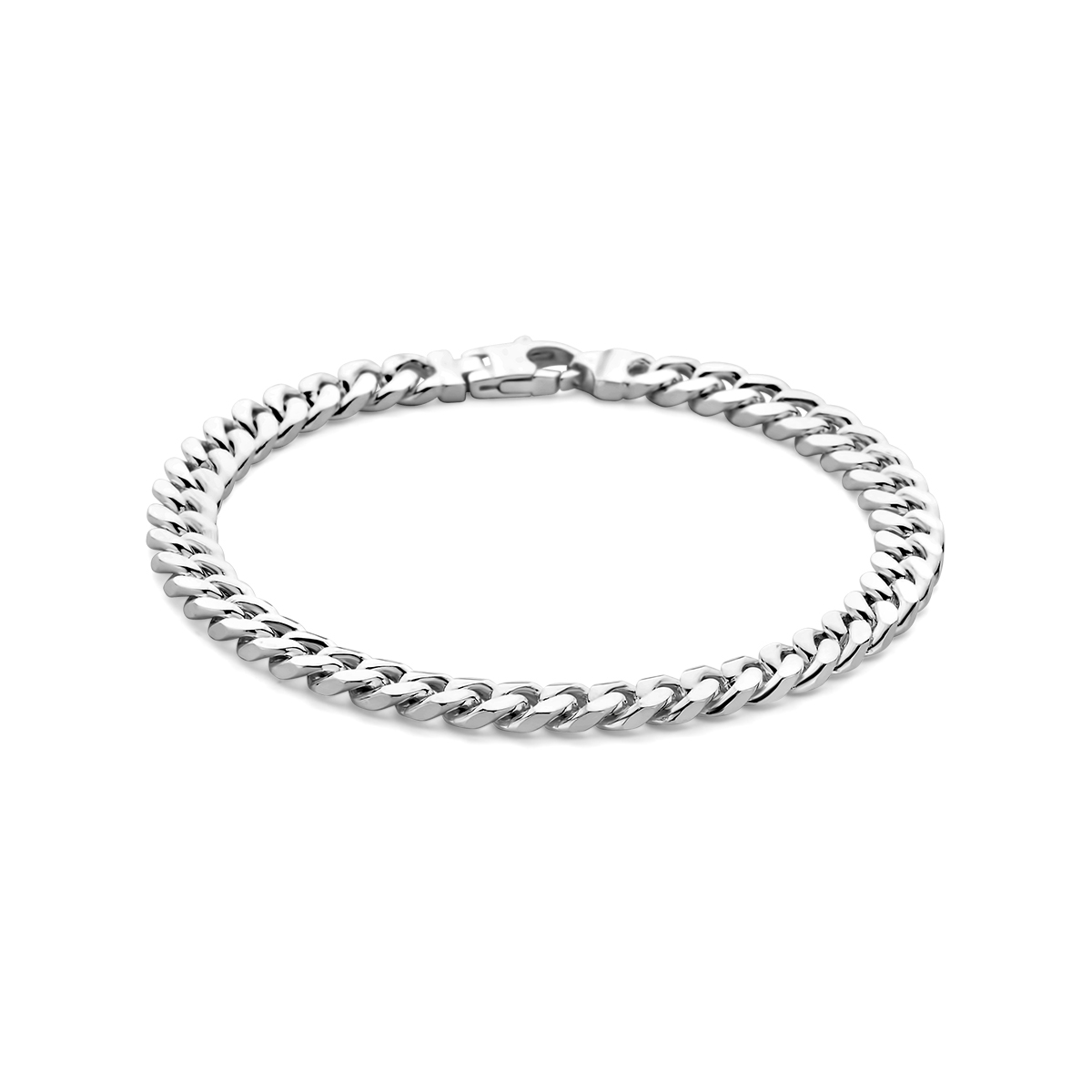 925 Zilveren armband met een schakelbreedte van 6.6mm. De armband heeft een draaglengte van 21cm. Uitgevoerd met een karabijn sluiting.