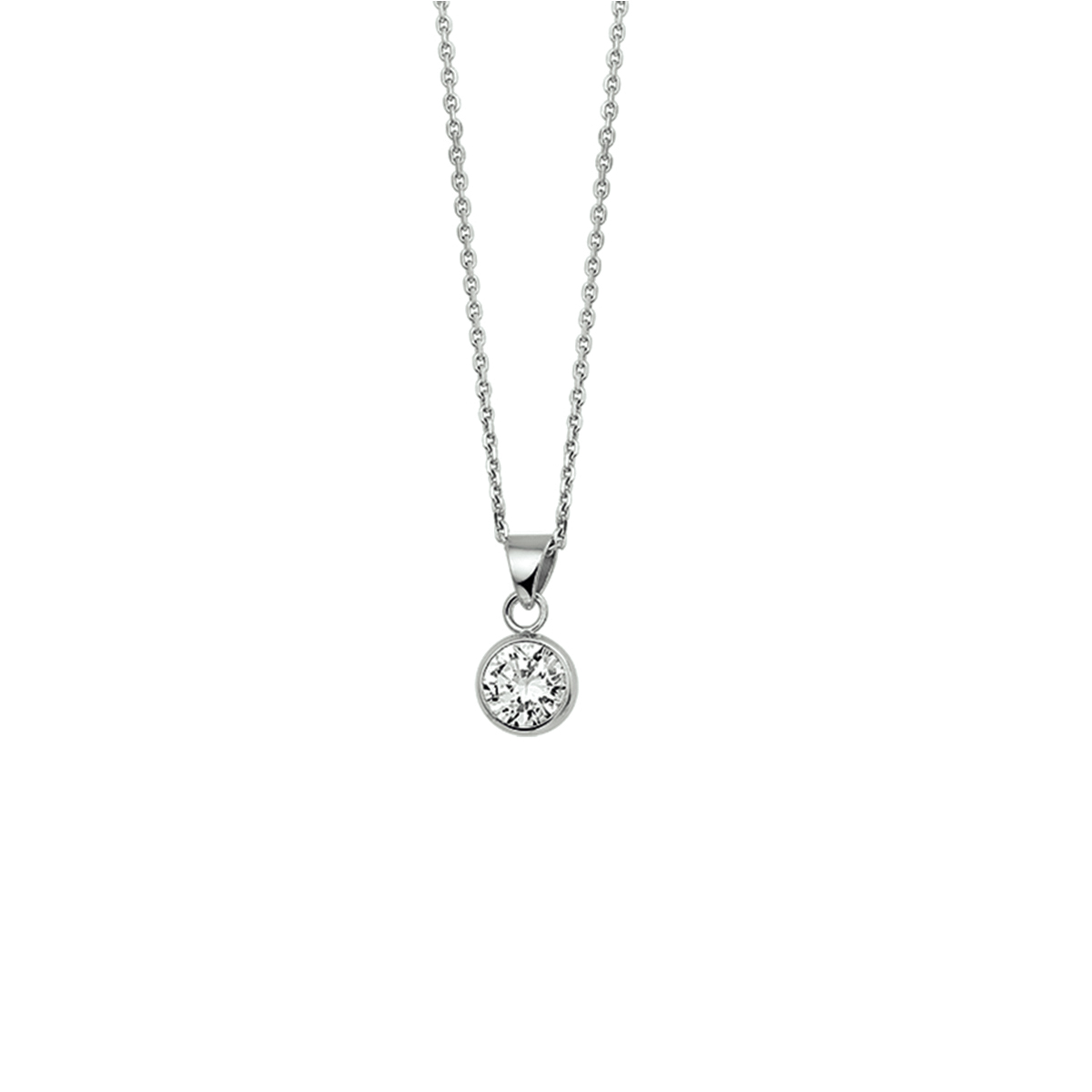 Beschrijving: Gerhodineerd zilveren collier met zirkonia. De lengte van het collier bedraagt 41cm met 4cm extensie. De schakelbreedte bedraagt 1.3mm. 
Verpakt per: 1
Doelgroep: dames
Breedte: 7 mm
Kortste lengte: 41 mm
Langste lengte: 45 mm
Zetting: solitaire (kastzetting)