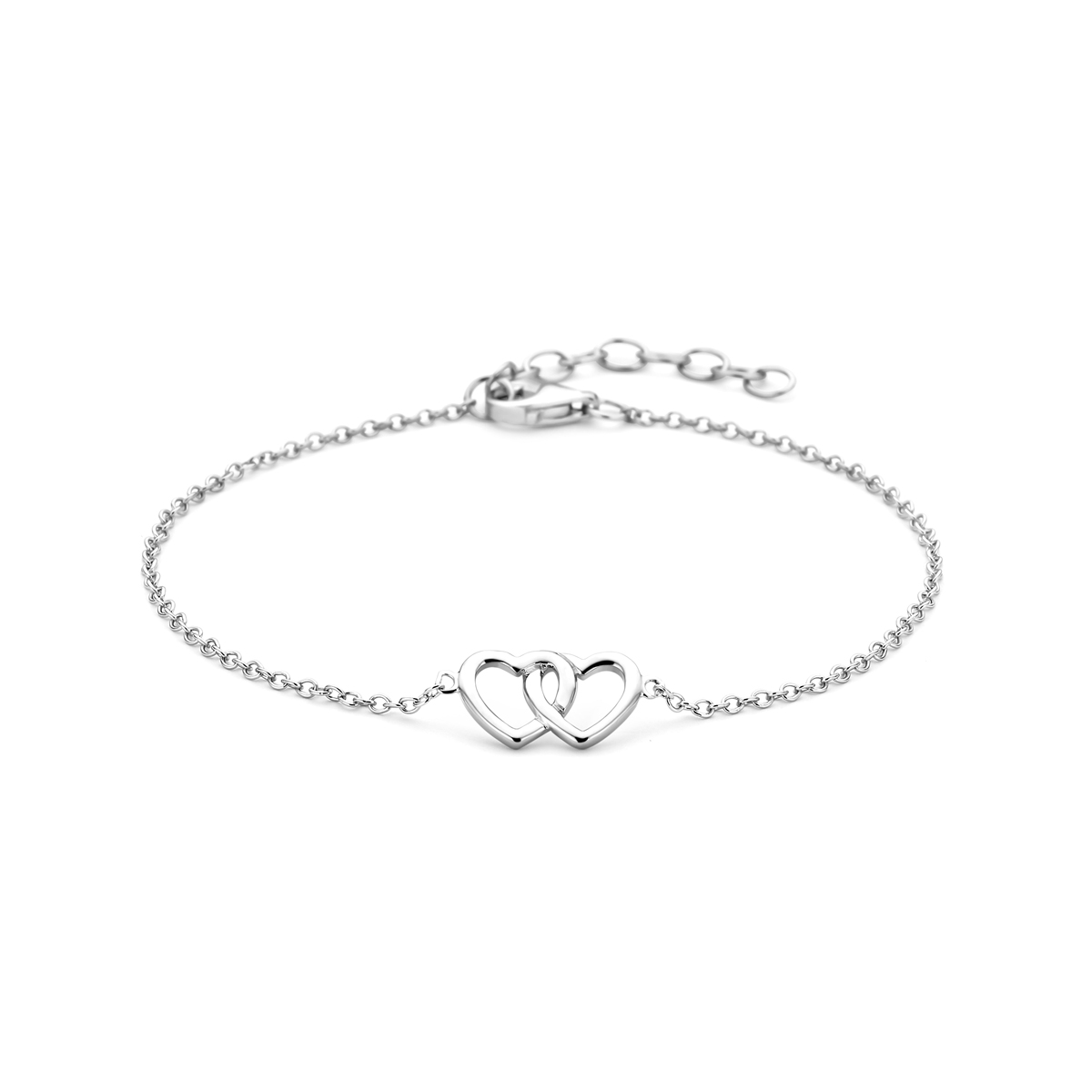 Gerhodineerd zilveren armband met harten. De lengte bedraagt 15.5cm met 2.5cm extensie. De schakelbreedte is 1.3mm.
Doelgroep: dames
Breedte: 7.5 mm
Kortste lengte: 15.5 mm
Langste lengte: 18 mm