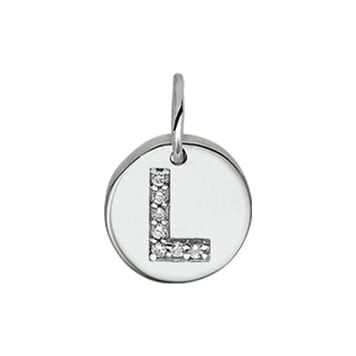 Beschrijving: Gerhodineerd zilveren bedel met de letter L en zirkonia. 
Uniekenummer serie: 35761
Verpakt per: 1
Doelgroep: unisex
Breedte: 9.5 mm
Zetting: entourage (rijzetting)