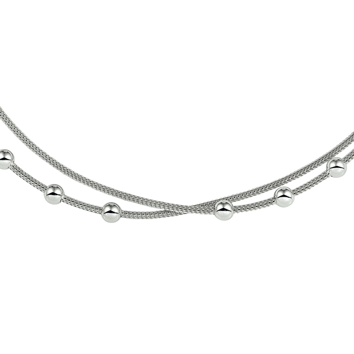 Gerhodineerd zilveren collier met bolletjes. De lengte bedraagt 42cm met 3cm extensie.
Doelgroep: dames
Breedte: 2 mm
Kortste lengte: 42 cm
Langste lengte: 45 cm