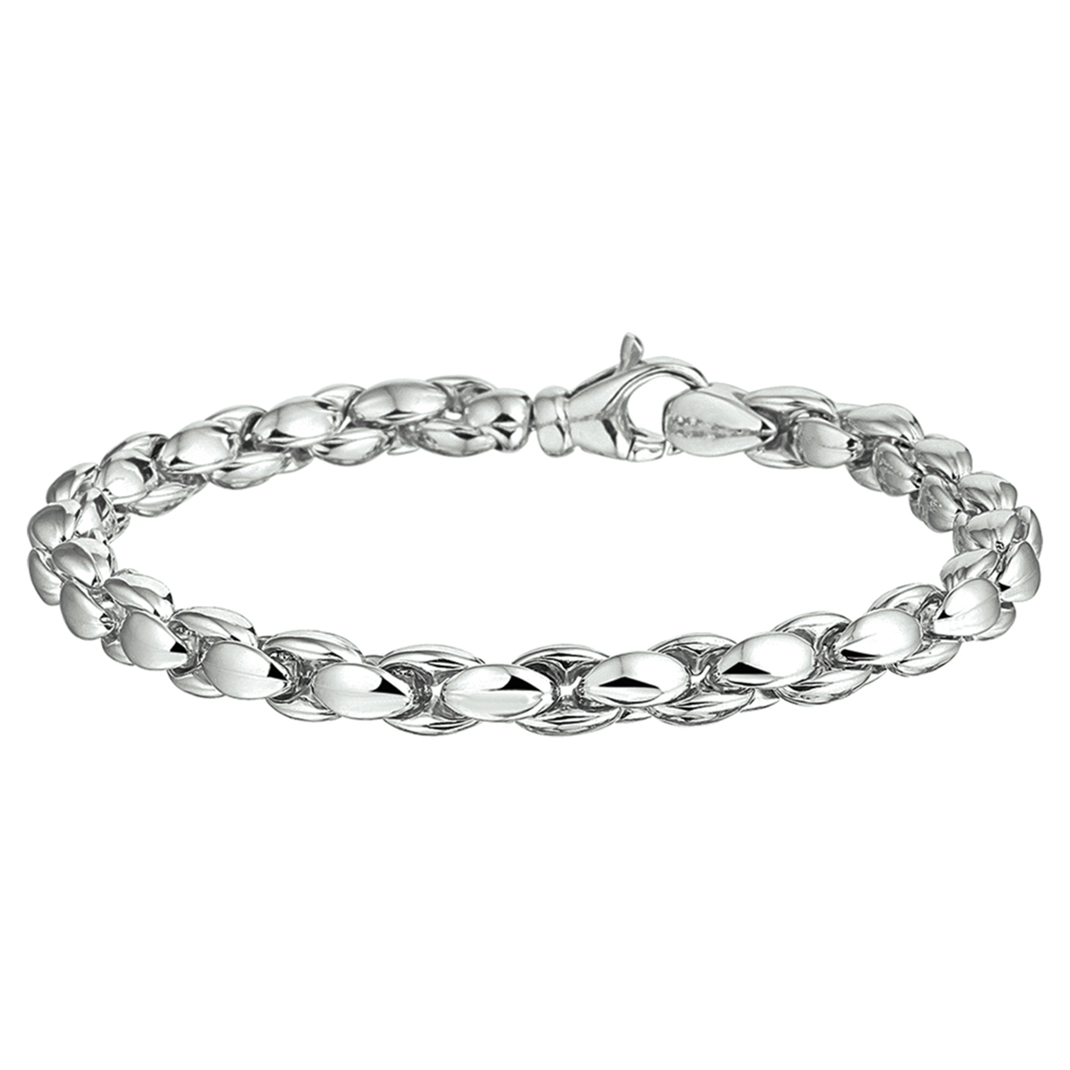 Beschrijving: Gerhodineerd zilveren armband met een poli afwerking. 
Verpakt per: 1
Doelgroep: dames
Breedte: 5.5 mm
Langste lengte: 19.5 mm