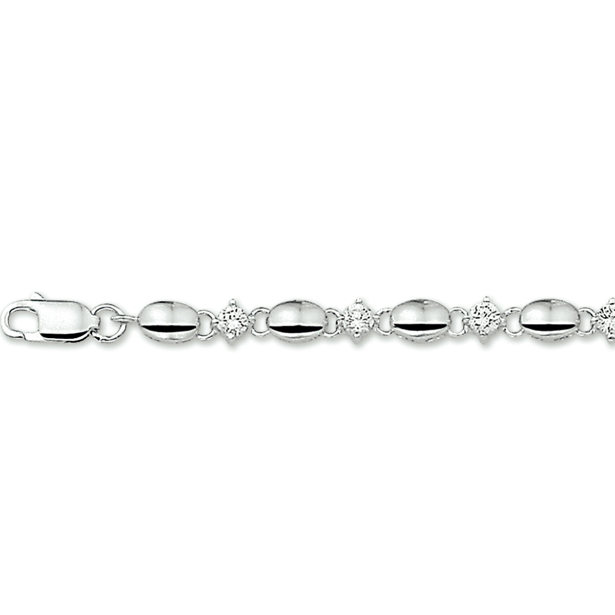 Zilver gerhodineerd armband met zirkonia 18.5 cm