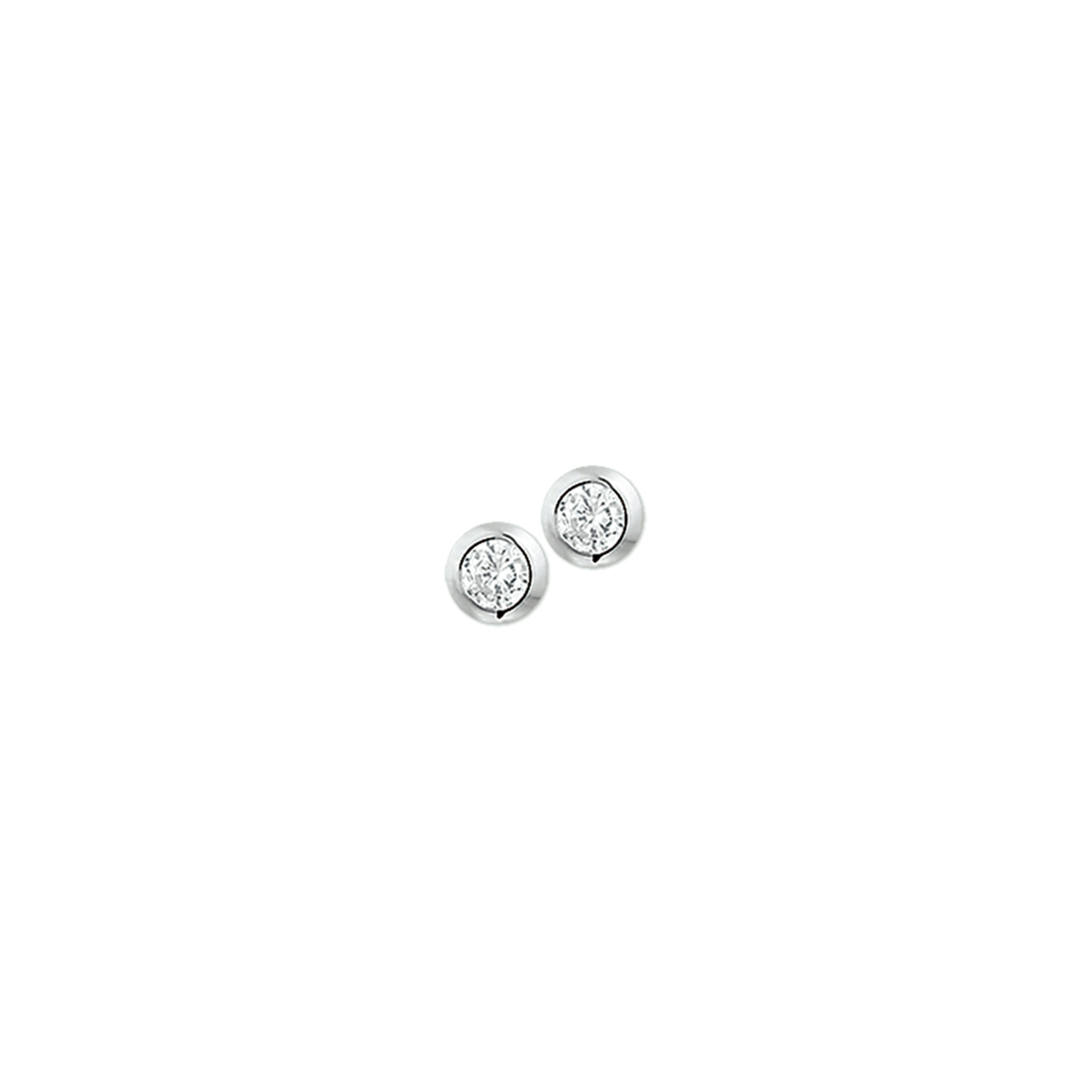 Zilver Gerhodineerde Oorstekers met Zirkonia 5mm