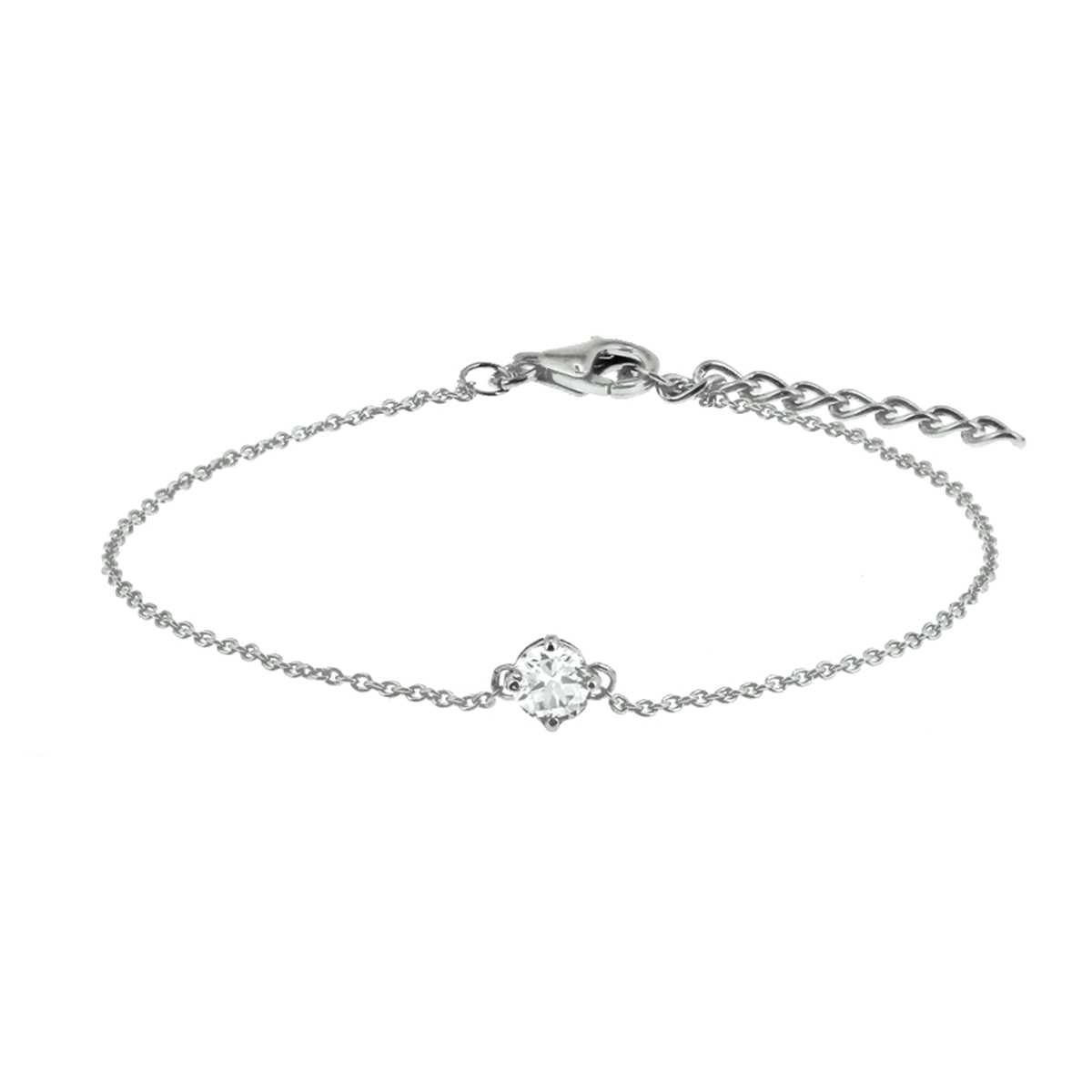 Zilver gerhodineerd armband met zirkonia 16.5-19 cm