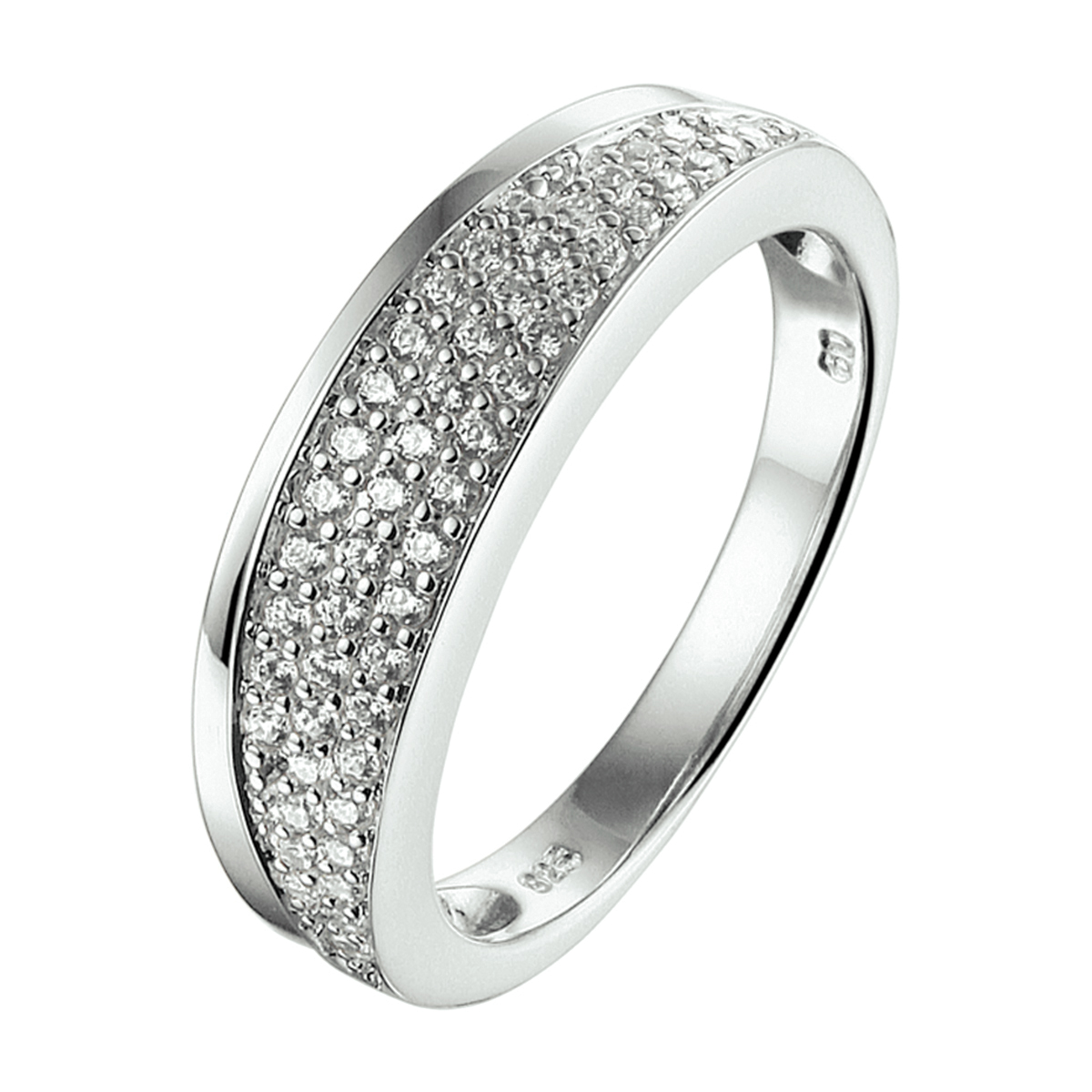 Beschrijving: Gerhodineerd zilveren ring met zirkonia.
Uniekenummer serie: 36560
Verpakt per: 1
Doelgroep: dames
Ringmaat: 18.50 mm (58)
Breedte: 7 mm
Zetting: pave