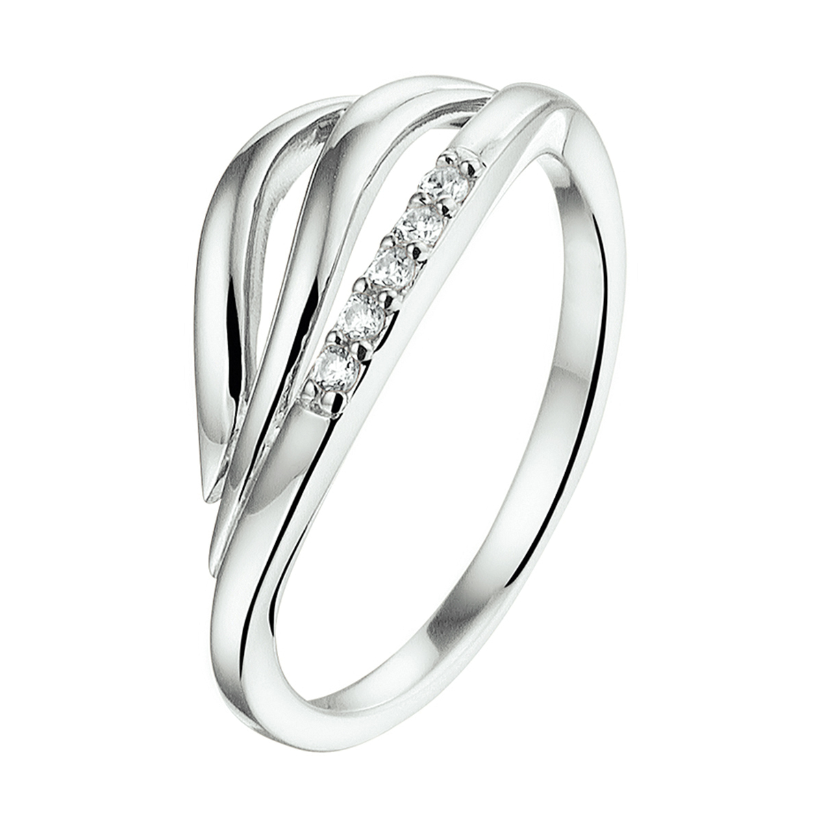 Chique gerhodineerd zilveren ring van 8mm breed uitgevoerd met een luxe rijzetting van briljant geslepen zirkonia. Het stijlvolle design en schitterende zirkonia stenen zorgen ervoor dat dit sieraad elke outfit een fabulous look zal geven. Tip: Combineer de ring met bijpassende sieraden uit onze collectie en creeer zo een stijlvolle set!.