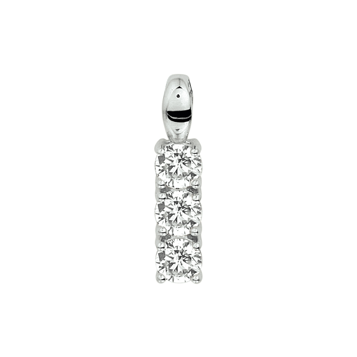 Gerhodineerd zilveren hanger van 18.5x4mm uitgevoerd met een luxe rijzetting van briljant geslepen zirkonia. De hanger is te combineren met bijpassende sieraden uit onze collectie.