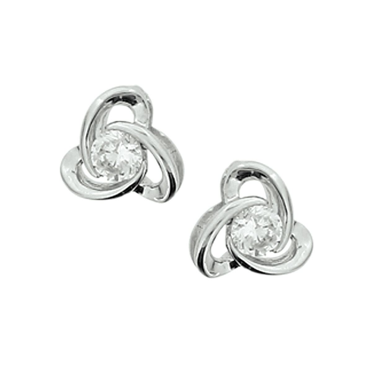 Zilver gerhodineerd oorknoppen zirkonia