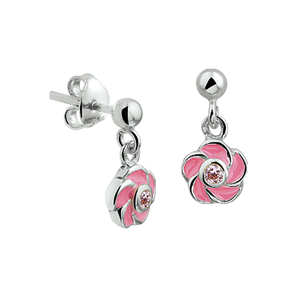Deze prachtige zilveren oorstekers hebben de vorm van een roze bloem en zijn versierd met glinsterende details. De oorstekers zijn perfect voor het toevoegen van een vleugje kleur en elegantie aan elke outfit. Draag ze met een chique jurk voor een avondje uit of met een casual outfit voor een dagelijkse look. Deze oorstekers zijn een veelzijdige toevoeging aan jouw sieradencollectie!