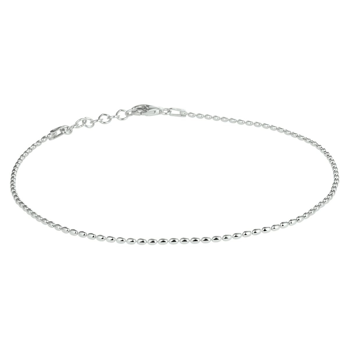 Beschrijving: Trendy gerhodineerd zilveren enkelbandje met een draaglengte van 24cm en een extensie van 2cm. Uitgevoerd met een stevige karabijn sluiting. Tip: Maak je zomerlook af met dit hippe enkelbandje. Info: Gerhodineerd zilver is door de rhodiumlaag beter bestand tegen verkleuren en krassen.
Doelgroep: dames
Breedte: 1.5 mm
Kortste lengte: 24 cm
Langste lengte: 26 cm