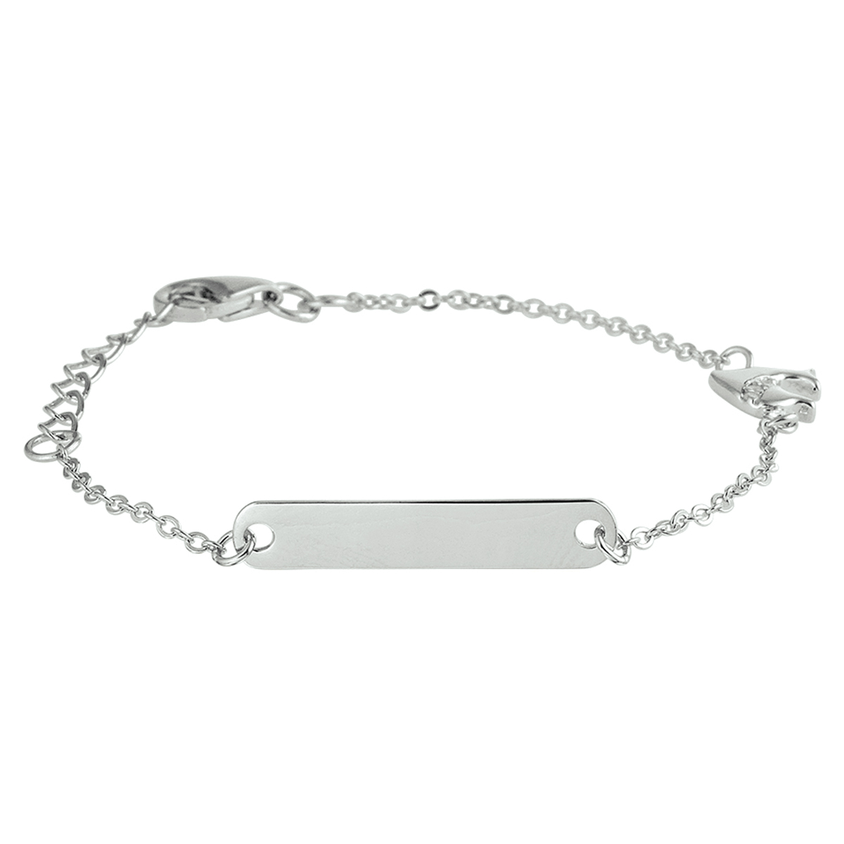 Beschrijving: Gerhodineerd zilveren graveerarmband uitgevoerd met een dolfijn bedel met een schitterende rij van zirkonia. De armband heeft een lengte van 11cm en een extensie van 2cm. Het graveerplaatje heeft een afmeting van 4x21.5mm en de dolfijn heeft een hoogte van 7mm. Info: Gerhodineerd zilver is door de rhodiumlaag beter bestand tegen verkleuren en krassen.
Doelgroep: kinderen
Breedte: 21.5 mm
Kortste lengte: 11 mm
Langste lengte: 13 mm
Hoogte: 4 mm