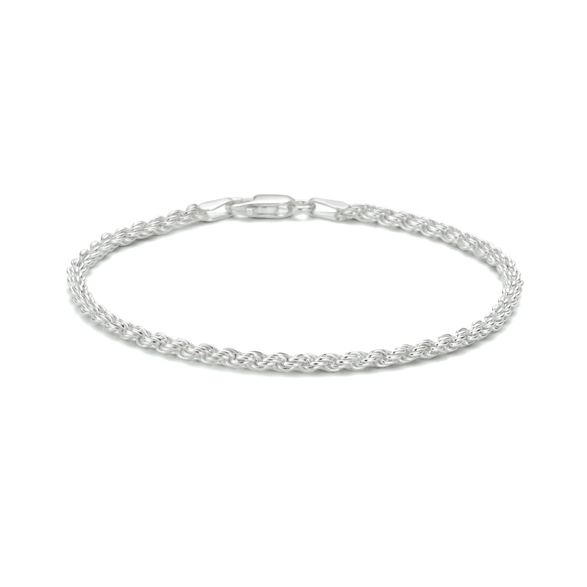 Gerhodineerd 925 zilveren koord armband met een schakelbreedte van 2.5mm. De armband heeft een draaglengte van 18cm en een stevige karabijn sluiting.