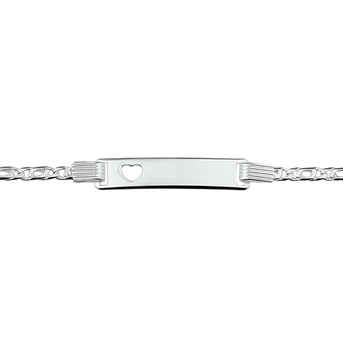 graveerarmband hart plaat 6 mm 16-18 cm zilver gerhodineerd