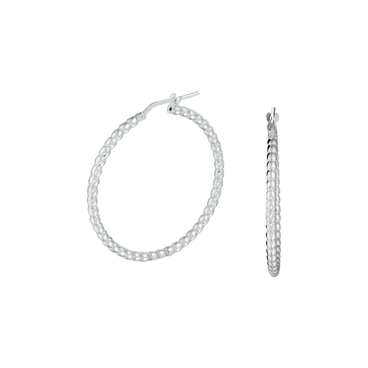 Zilveren bolletjes oorringen, 2.3mm breed, 35mm diameter
