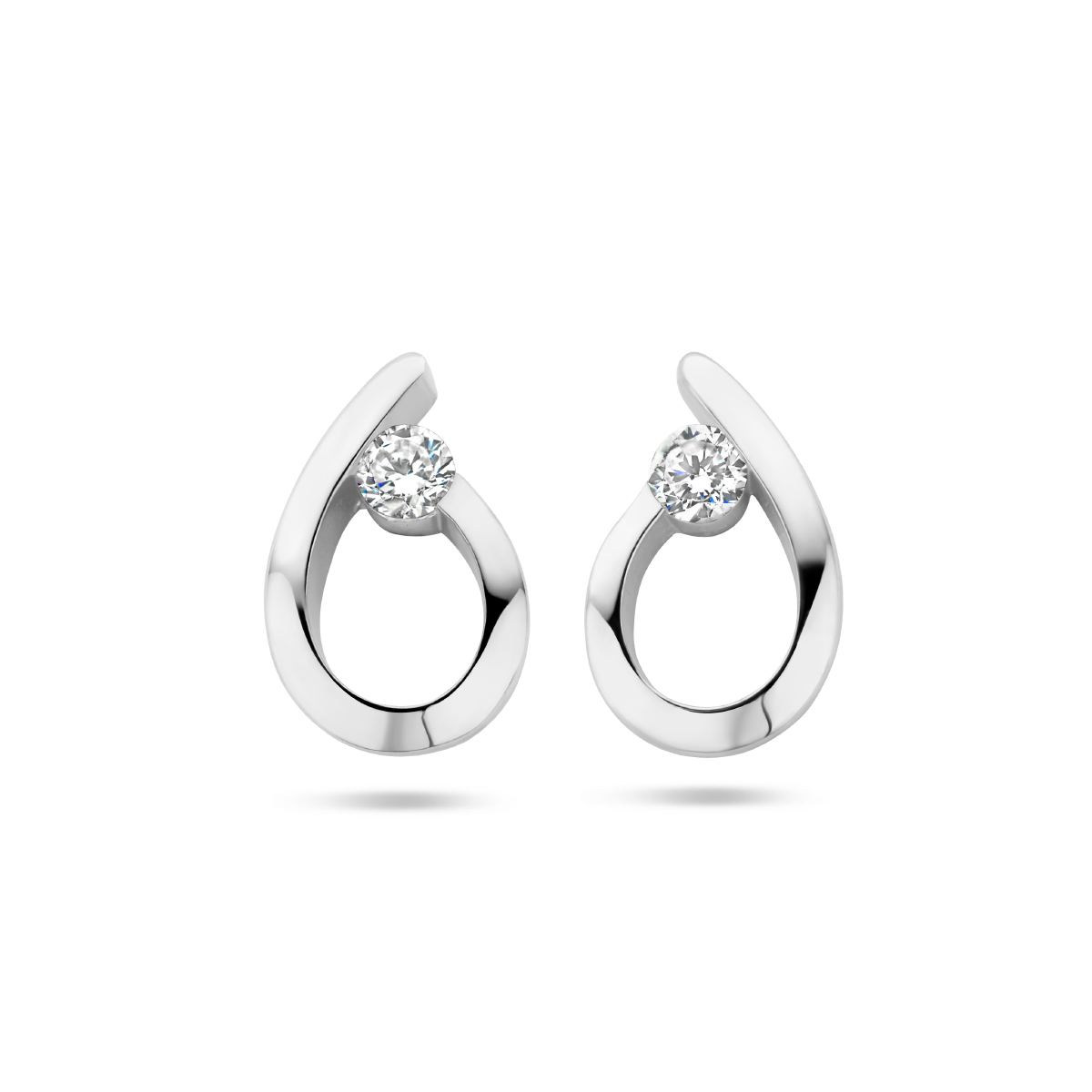 Zilveren oorsteker druppel 2.5mm zirkonia