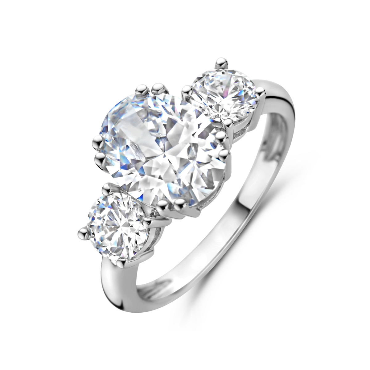 zilveren ring, 3x XL zirconia mt54