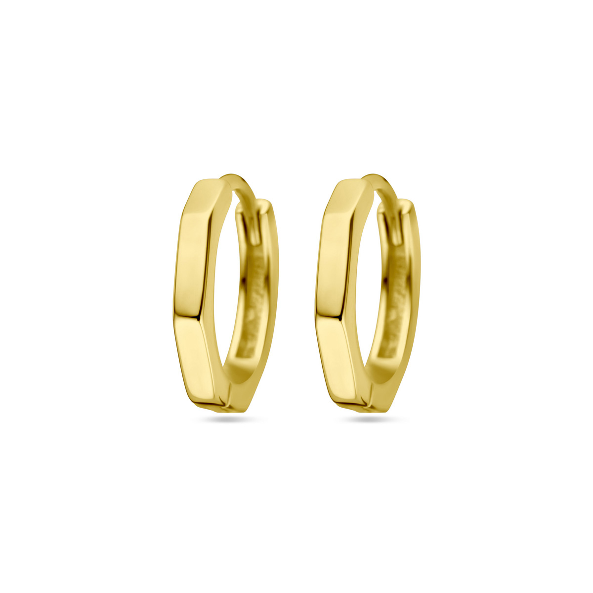 Geelgoud op 925 zilveren klapoorringen met een afmeting van 12x2.0mm.