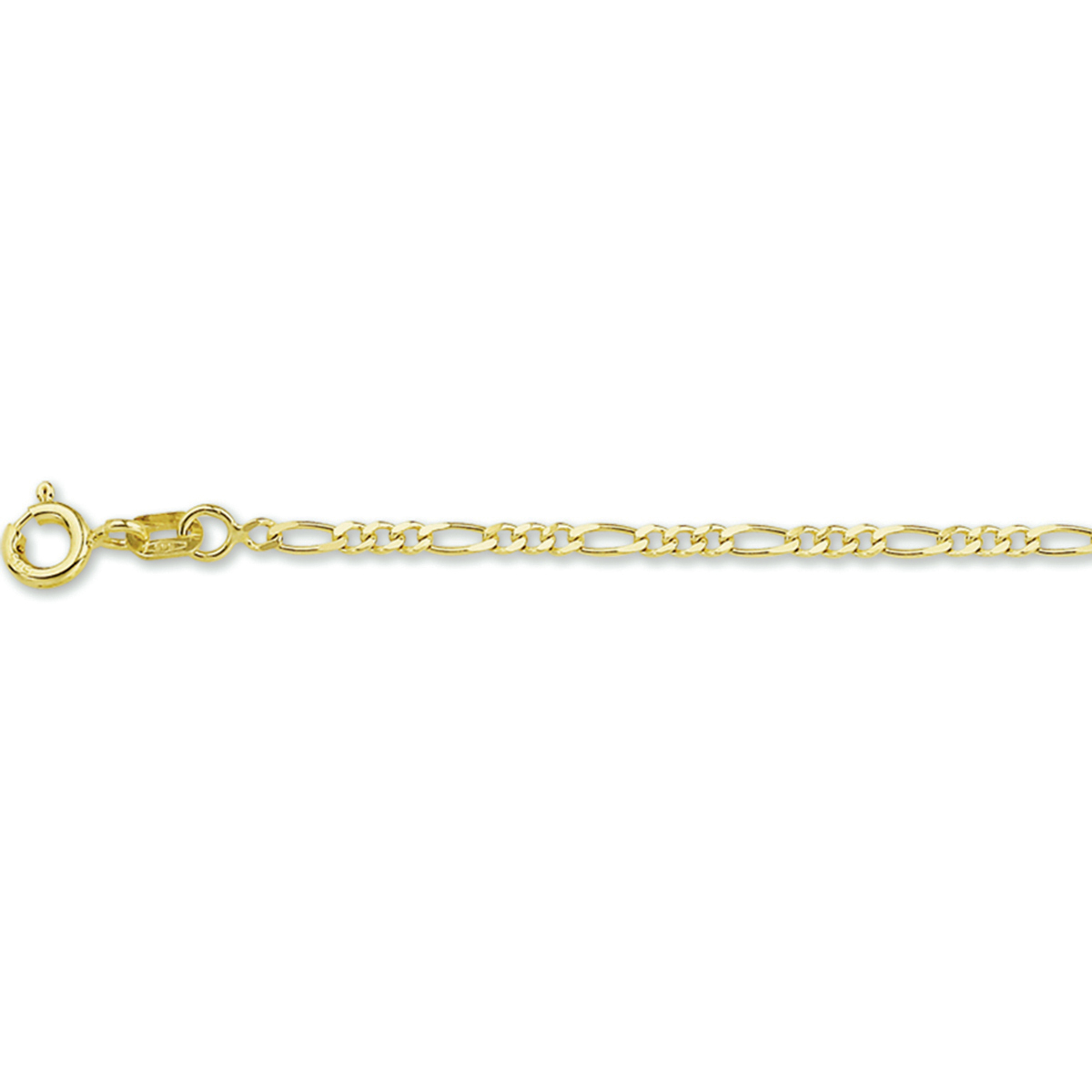 Geelgouden lengteartikel met figaro schakel. De schakelbreedte is 1.9mm.