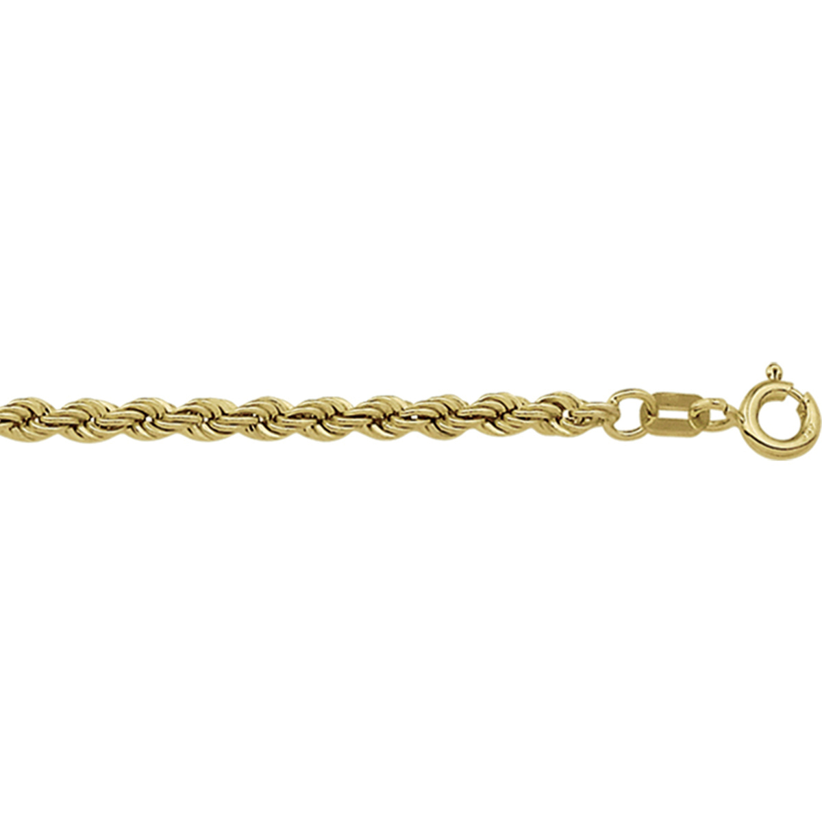 Geelgouden lengte artikel met koord schakel. De schakelbreedte is 2.7mm.