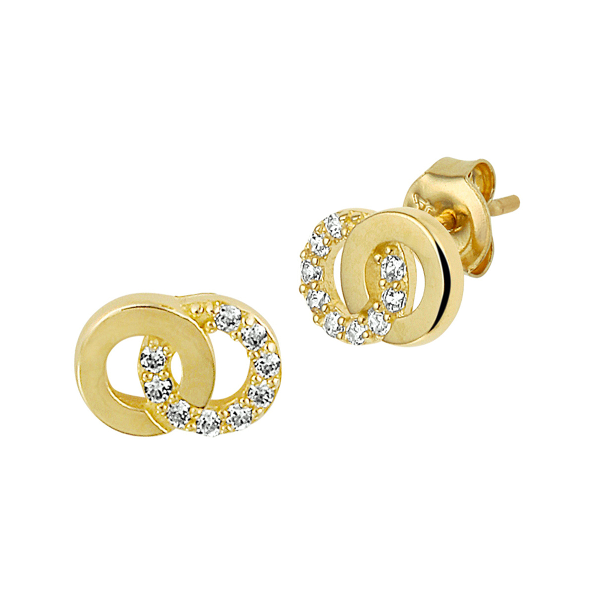 oorknoppen zirkonia 14K geelgoud